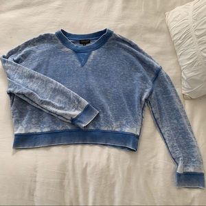 Topshop Blue/White wide and short crewneck